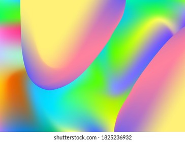 Fluid background. Vivid gradient mesh. Holographic 3d backdrop with modern trendy blend. Abstract flyer, magazine design. Fluid background with liquid dynamic elements and shapes.