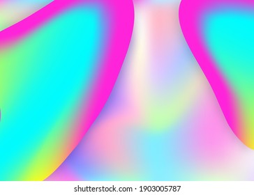 Fluid background. Vivid gradient mesh. Holographic 3d backdrop with modern trendy blend. Molecular flyer, wallpaper template. Fluid background with liquid dynamic elements and shapes.