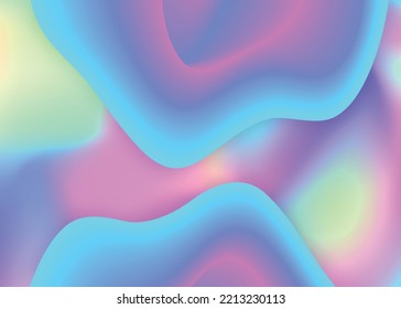 Fluid background. Vivid gradient mesh. Holographic 3d backdrop with modern trendy blend. Magic report, invitation layout. Fluid background with liquid dynamic elements and shapes.