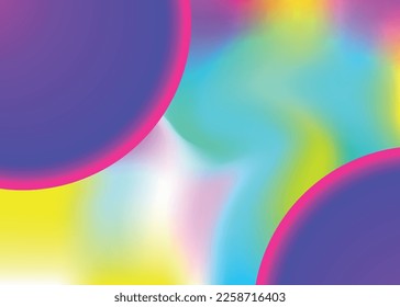 Fluid background. Vivid gradient mesh. Circle poster, presentation composition. Holographic 3d backdrop with modern trendy blend. Fluid background with liquid dynamic elements and shapes.