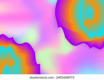 Fluid background. Vivid gradient mesh. Magic flyer, magazine template. Holographic 3d backdrop with modern trendy blend. Fluid background with liquid dynamic elements and shapes.