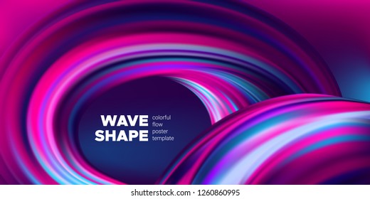 Fluid Background with Wave Shapes in Pink, Purple and Blue Color. 3d Futuristic Flow Poster. Abstract Background for Landing Page, Banner Template, Business Brochure. Vector Gradient Fluid Background.