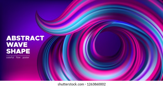 Fluid Background with Wave Shapes in Pink, Purple and Blue Color. 3d Futuristic Flow Poster. Abstract Background for Landing Page, Banner Template, Business Brochure. Vector Gradient Fluid Background.