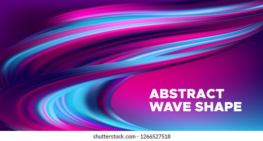 Fluid Background with Wave Shapes in Pink, Purple and Blue Color. 3d Futuristic Flow Poster. Abstract Background for Landing Page, Banner Template, Business Brochure. Vector Gradient Fluid Background.