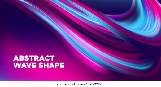 Fluid Background with Wave Shapes in Pink, Purple and Blue Color. 3d Futuristic Flow Poster. Abstract Background for Landing Page, Banner Template, Business Brochure. Vector Gradient Fluid Background.