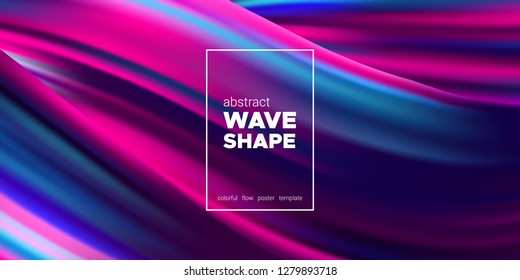 Fluid Background with Wave Shapes in Pink, Purple and Blue Color. 3d Futuristic Flow Poster. Abstract Background for Landing Page, Banner Template, Business Brochure. Vector Gradient Fluid Background.