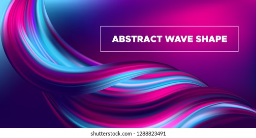 Fluid Background with Wave Shapes in Pink, Purple and Blue Color. 3d Futuristic Flow Poster. Abstract Background for Landing Page, Banner Template, Business Brochure. Vector Gradient Fluid Background.