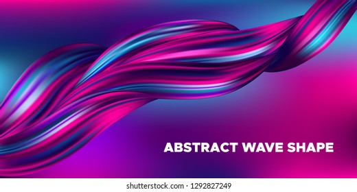 Fluid Background with Wave Shapes in Pink, Purple and Blue Color. 3d Futuristic Flow Poster. Abstract Background for Landing Page, Banner Template, Business Brochure. Vector Gradient Fluid Background.