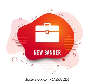 Fluid badge. Case sign icon. Briefcase button. Abstract shape. Gradient case icon. Flyer liquid banner. Vector