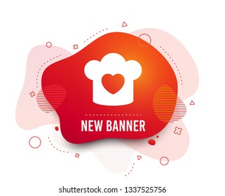 Fluid badge. Chef hat sign icon. Cooking symbol. Cooks hat with heart love. Abstract shape. Gradient cooking icon. Flyer liquid banner. Vector