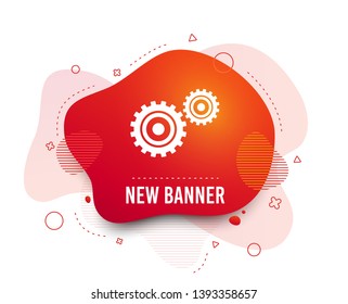 Fluid badge. Cog settings sign icon. Cogwheel gear mechanism symbol. Abstract shape. Gradient settings icon. Flyer liquid banner. Vector