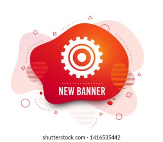 Fluid badge. Cog settings sign icon. Cogwheel gear mechanism symbol. Abstract shape. Gradient cog icon. Flyer liquid banner. Vector