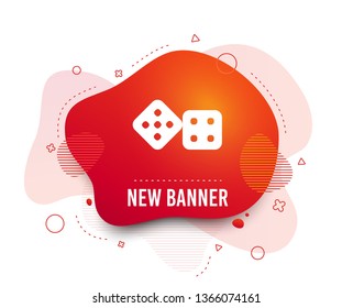 Fluid badge. Dices sign icon. Casino game symbol. Abstract shape. Gradient dice icon. Flyer liquid banner. Vector