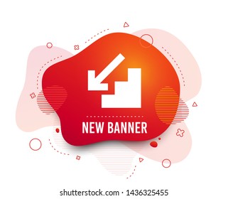 Fluid badge. Downstairs icon. Down arrow sign. Abstract shape. Gradient downstairs icon. Flyer liquid banner. Vector