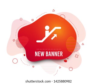 Fluid badge. Escalator staircase icon. Elevator moving stairs up symbol. Abstract shape. Gradient elevator icon. Flyer liquid banner. Vector