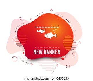 Fluid badge. Fish in water sign icon. Fishing symbol. Abstract shape. Gradient fish icon. Flyer liquid banner. Vector