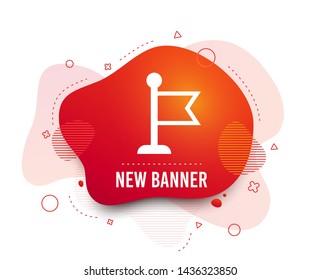 Fluid badge. Flag pointer sign icon. Location marker symbol. Abstract shape. Gradient flag icon. Flyer liquid banner. Vector