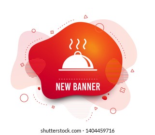 Fluid badge. Food platter serving sign icon. Table setting in restaurant symbol. Hot warm meal. Abstract shape. Gradient food icon. Flyer liquid banner. Vector