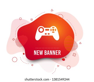 Fluid badge. Joystick sign icon. Video game symbol. Abstract shape. Gradient joystick icon. Flyer liquid banner. Vector