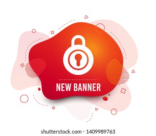 Fluid badge. Lock sign icon. Locker symbol. Abstract shape. Gradient lock icon. Flyer liquid banner. Vector