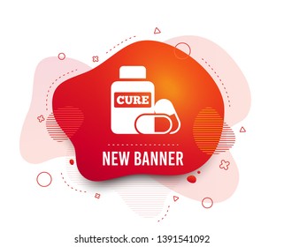 Fluid badge. Medical pills bottle sign icon. Pharmacy medicine drugs symbol. Abstract shape. Gradient pills icon. Flyer liquid banner. Vector