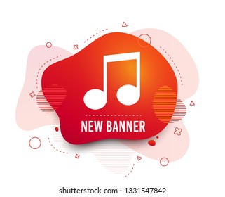 Fluid badge. Music note sign icon. Musical symbol. Abstract shape. Gradient music icon. Flyer liquid banner. Vector