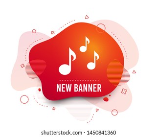 Fluid badge. Music notes sign icon. Musical symbol. Abstract shape. Gradient music icon. Flyer liquid banner. Vector