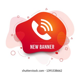 Fluid badge. Phone sign icon. Support symbol. Call center. Abstract shape. Gradient phone icon. Flyer liquid banner. Vector