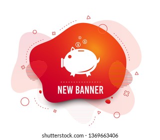 Fluid badge. Piggy bank sign icon. Moneybox symbol. Abstract shape. Gradient piggy bank icon. Flyer liquid banner. Vector