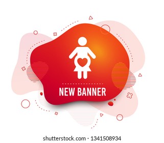 Fluid badge. Pregnant sign icon. Women Pregnancy symbol. Abstract shape. Gradient pregnant icon. Flyer liquid banner. Vector