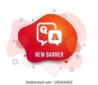 Fluid badge. Question answer sign icon. Q&A symbol. Abstract shape. Gradient question icon. Flyer liquid banner. Vector