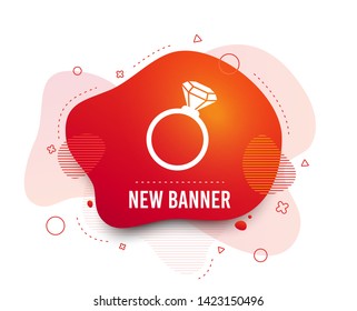 Fluid badge. Ring sign icon. Jewelry with diamond symbol. Wedding or engagement day symbol. Abstract shape. Gradient ring icon. Flyer liquid banner. Vector