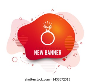 Fluid badge. Ring sign icon. Jewelry with shine diamond symbol. Wedding or engagement day symbol. Abstract shape. Gradient ring icon. Flyer liquid banner. Vector
