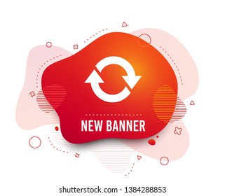 Fluid badge. Rotation icon. Repeat symbol. Refresh sign. Abstract shape. Gradient rotation icon. Flyer liquid banner. Vector