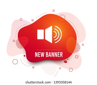 Fluid badge. Speaker volume sign icon. Sound symbol. Abstract shape. Gradient speaker icon. Flyer liquid banner. Vector