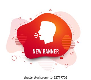 Fluid badge. Talk or speak icon. Loud noise symbol. Human talking sign. Abstract shape. Gradient talk icon. Flyer liquid banner. Vector