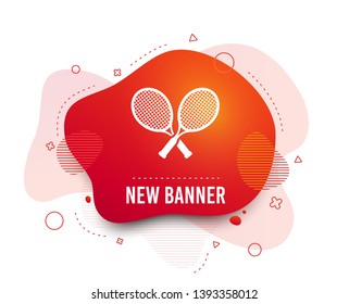 Fluid badge. Tennis rackets sign icon. Sport symbol. Abstract shape. Gradient tennis icon. Flyer liquid banner. Vector