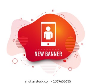 Fluid badge. Video call sign icon. Smartphone symbol. Abstract shape. Gradient video call icon. Flyer liquid banner. Vector