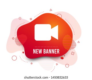 Fluid badge. Video camera sign icon. Video content button. Abstract shape. Gradient camera icon. Flyer liquid banner. Vector