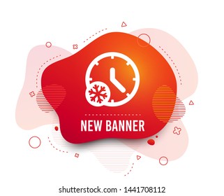 Fluid badge. Winter time icon. Snowy cold day sign. Daylight saving time with snowflake symbol. Abstract shape. Gradient winter time icon. Flyer liquid banner. Vector