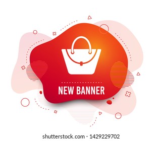 Fluid badge. Woman bag icon. Female handbag sign. Glamour casual baggage symbol. Abstract shape. Gradient woman bag icon. Flyer liquid banner. Vector
