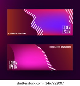 Fluid banner background design. Abstract liquid banner design with red, purple and blue color combination