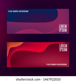 Fluid banner background design. Abstract liquid banner design with red, purple and blue color combination