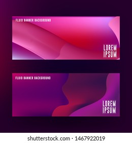 Fluid banner background design. Abstract liquid banner design with red, purple and blue color combination