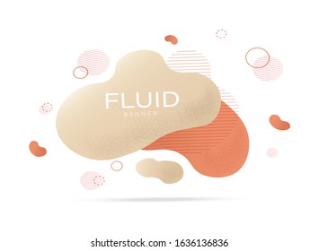 Fluid banner design with colorful orange, cream color waves and curly lines. Futuristic abstract liquid style vector
