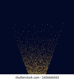 Fluid Birthday Card. Geometric Anniversary Backdrop. Vector Round Bokeh. Abstract Iridescent Background. Gold Confetti on Black. Isolated Golden Dust Particles. Random Bridal Backdrop. Foil Border.