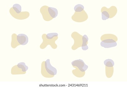 Fluid-Blob-Formen und geometrische Formen auf weißem Hintergrund. Modernes Amoeba Design für Banner. Abstrakte organische Elemente und unregelmäßige Flecken. Vektorgrafik