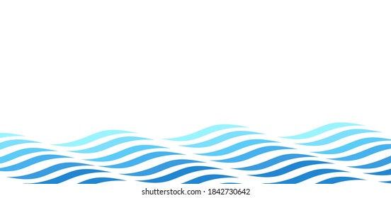 Fluid blue ocean wave layer abstract background vector illustration