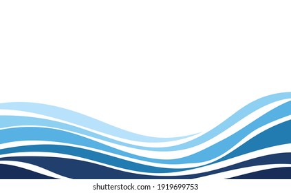 Fluid blue ocean wave layer abstract background vector illustration.