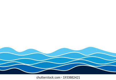 Fluid Blue Ocean Wave Layer Abstract Background Vector Illustration.